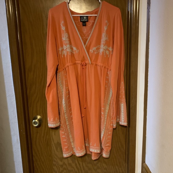 Rare lucky bramd orange embroidered dress with drawstring size X-Large - Picture 9 of 9